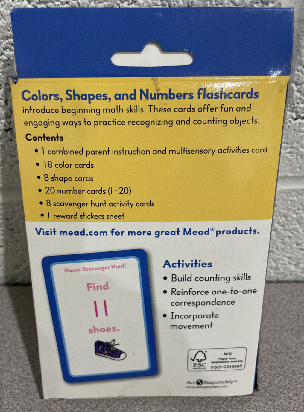 Mead Colors, Shapes, and Numbers Flashcards 55 Cards PK-1
