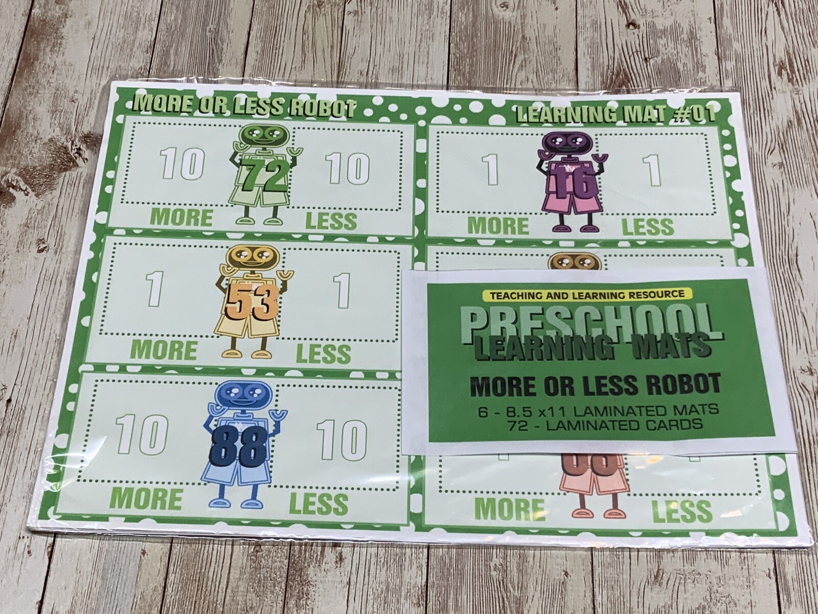 Set of 6 – Learning Mats & Cards – Laminated Activity #