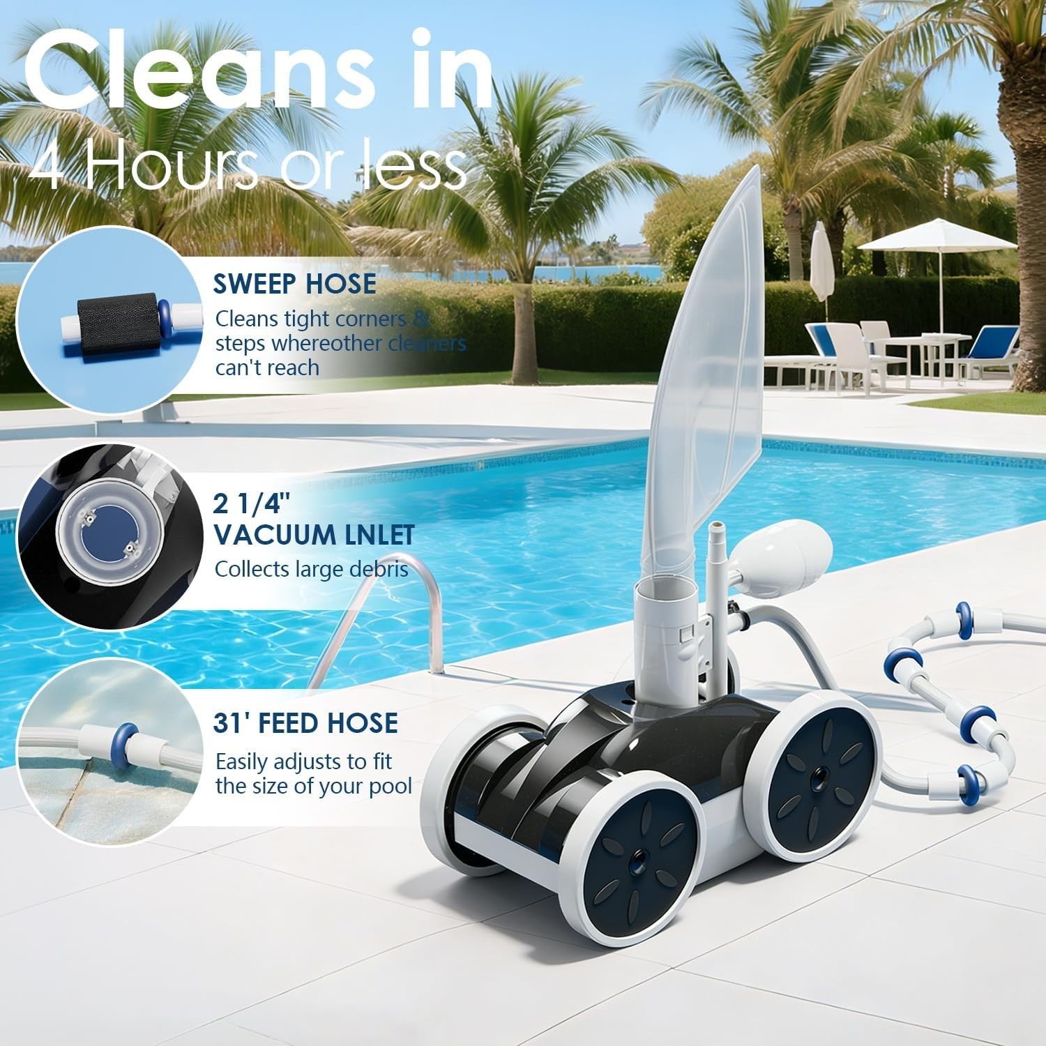 MAKHOON UPGRADE POOL PRESSURE SIDE SWEEPER PROFESSIONAL SOLUTION