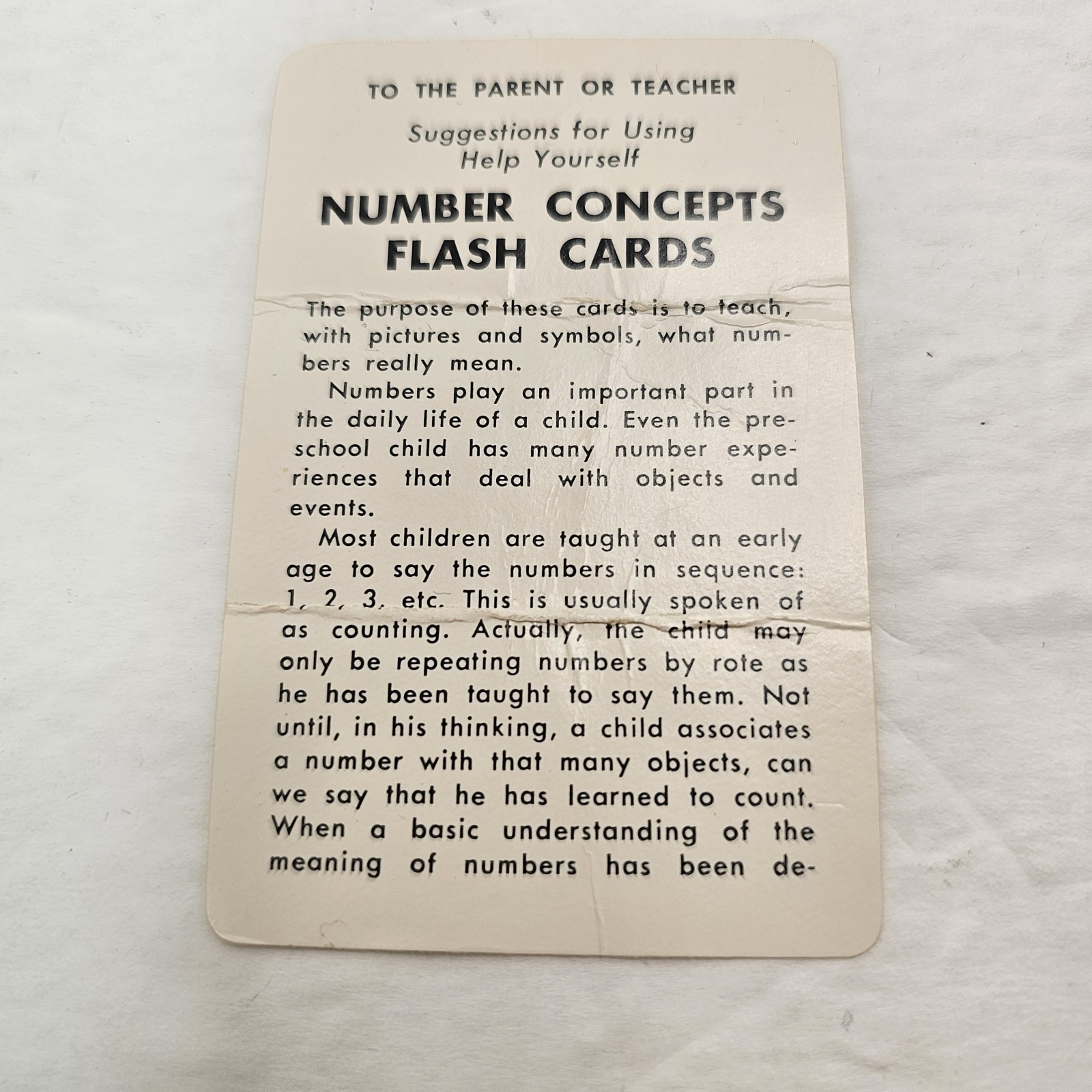 Vintage Whitman Number Concept Flash Playing Cards #4577:39 Complete Ephemera