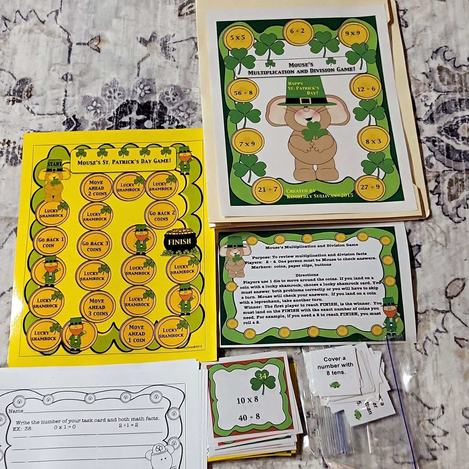 St. Patrick’s Day Math Multiplication & Division Game Set Kids