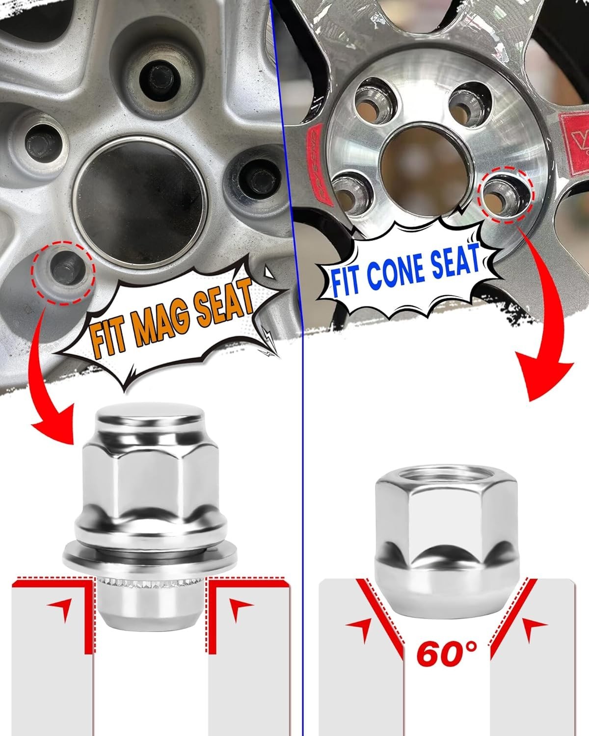 M12x1.5 Lug Nuts,One-Piece Wheel Nuts for Toyota Corolla/Prius/Sienna,Lexus RX35