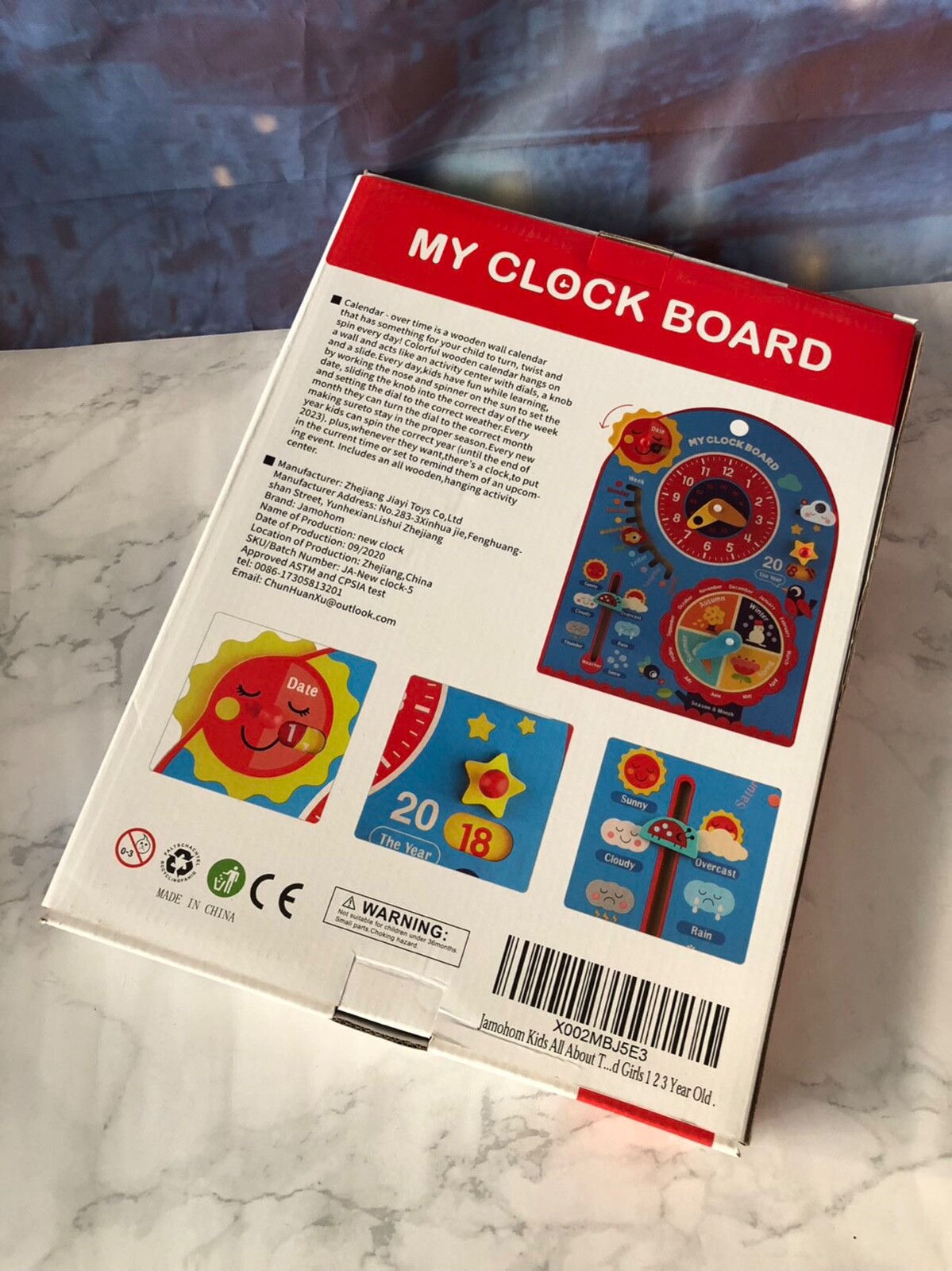 Jamohom My Clock Board Kids All About Today Calendar Board Clock Learning Toy