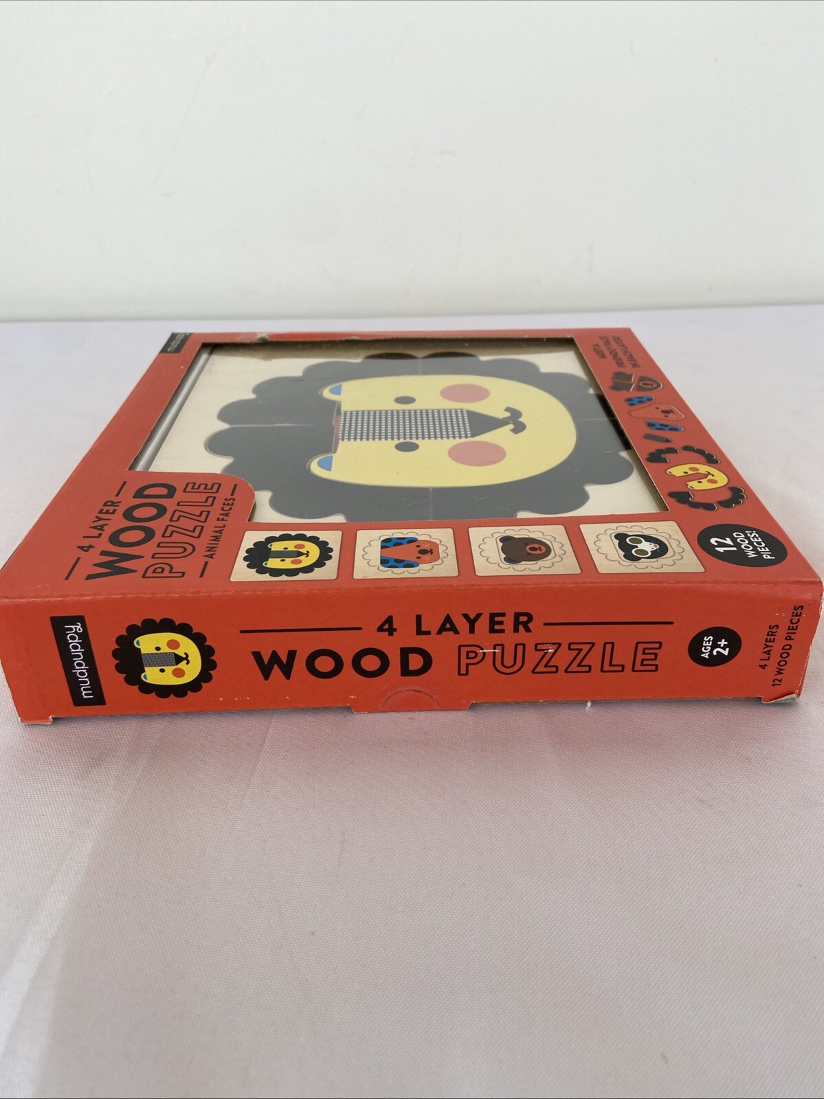 Mudpuppy 4 Layer Wood Puzzle Animal Faces Educational 12 Wooden Pieces Ages 2+