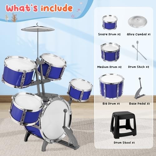Upgraded Kids Drum Set for Toddlers Plastic Musical Jazz Drum Instruments Kit…