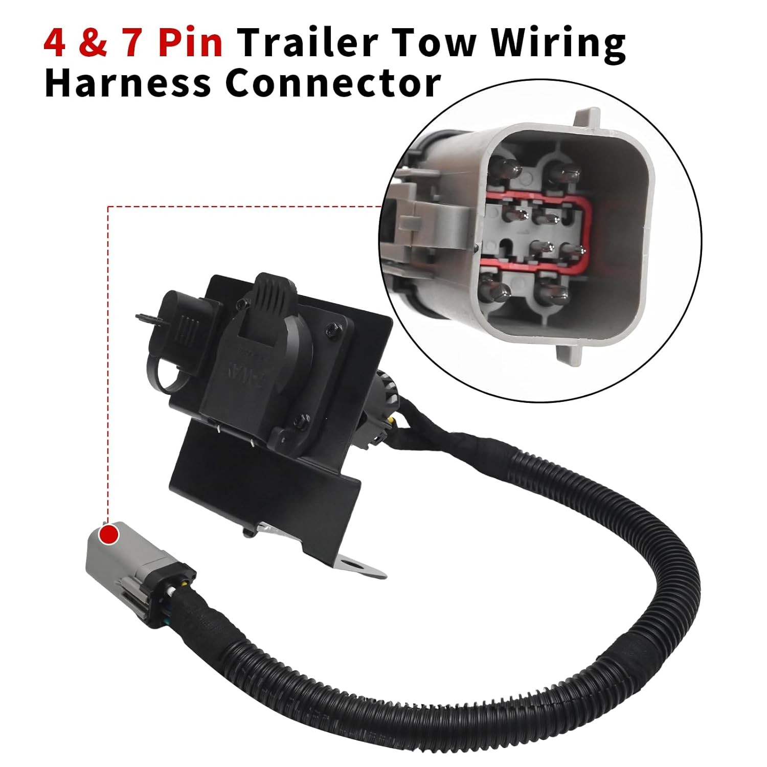 2C3Z-13A576-DA 4 & 7 Pin Trailer Tow Wiring Harness Connector, Replacement for