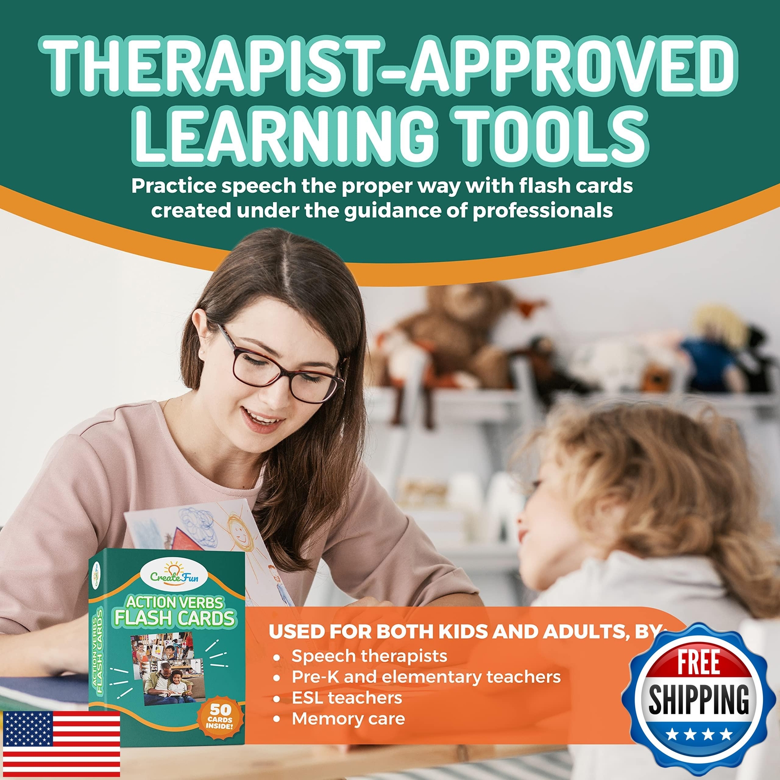 50 Action Verbs Flash Cards – Vocabulary Builder for Speech Therapy, ESL and