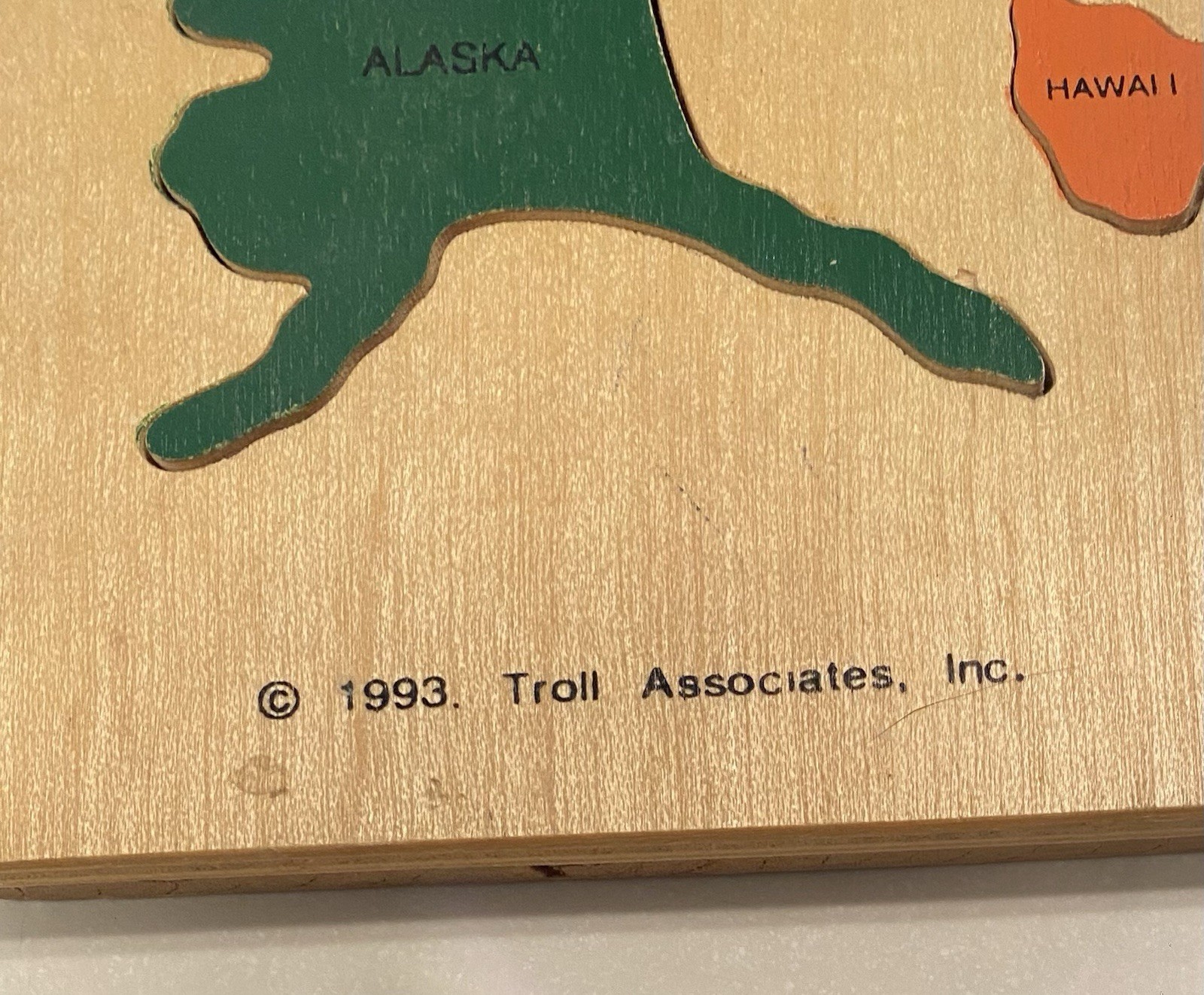 50 State USA wood Map Puzzle Kids Interactive Toy Learning 1993 Troll Associates