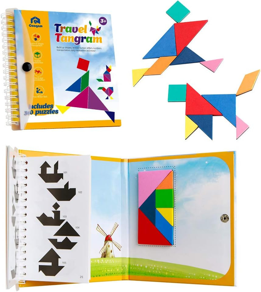 Magnetic Travel Tangram Puzzle Book Road Trip Jigsaw Game