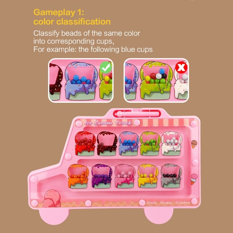 Maze Board Walking Bead for Kids Educational Color Sorting Activity Toy