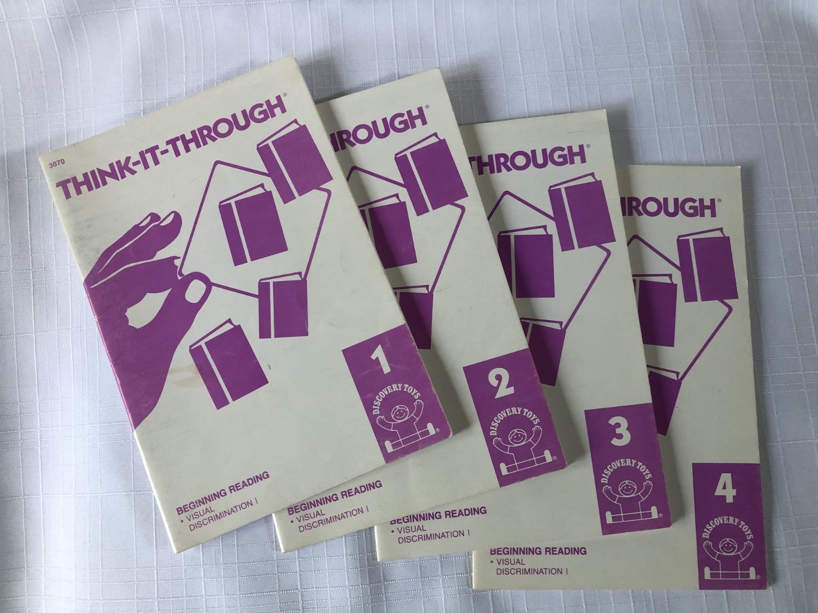 VTG DISCOVERY TOYS Think-It-Through Tiles 1989 – 8 Booklets – Math & Reading