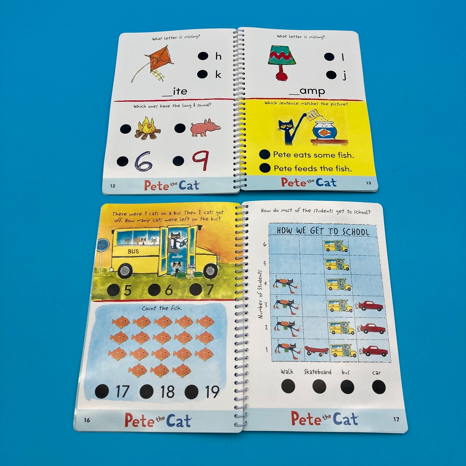 Pete the Cat Hot Dots Math Language Phonics Book Set Interactive Pen Tested