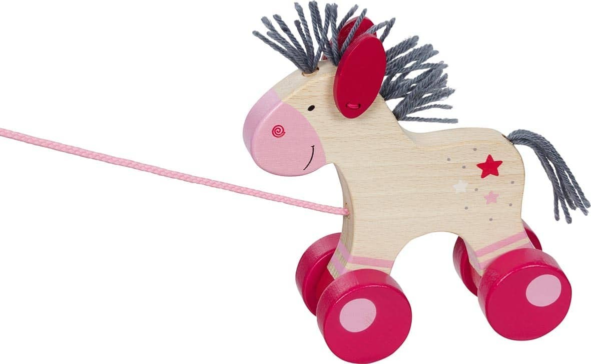 Goki 54867 Horse, animal to push Lillie Baby Dolls, Multicoloured