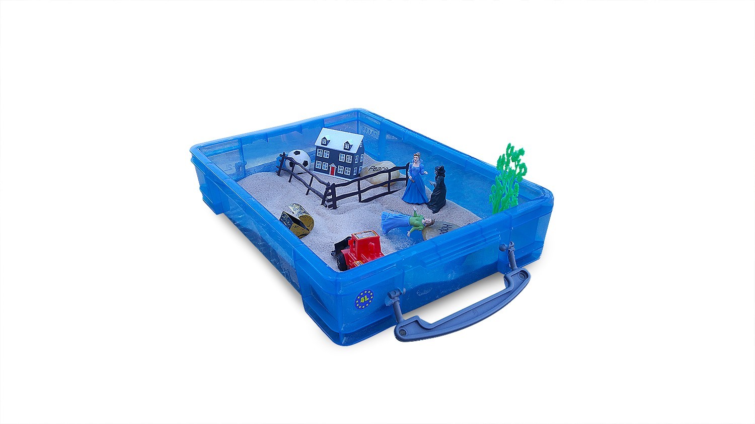 Sandtray therapy set, high quality sandtray, sand and deluxe set of miniatures