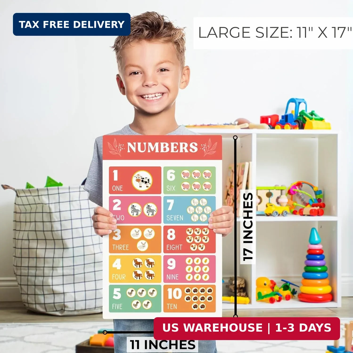 Fun Educational Posters for Toddlers – Set of 16 Easy to Read Learning Posters f