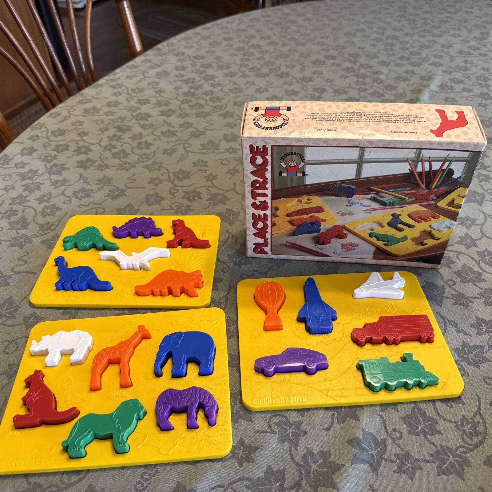 VGT Discovery Toys Place Trace Puzzle USA 18mo+ Animals Vehicle Playdough Cutter
