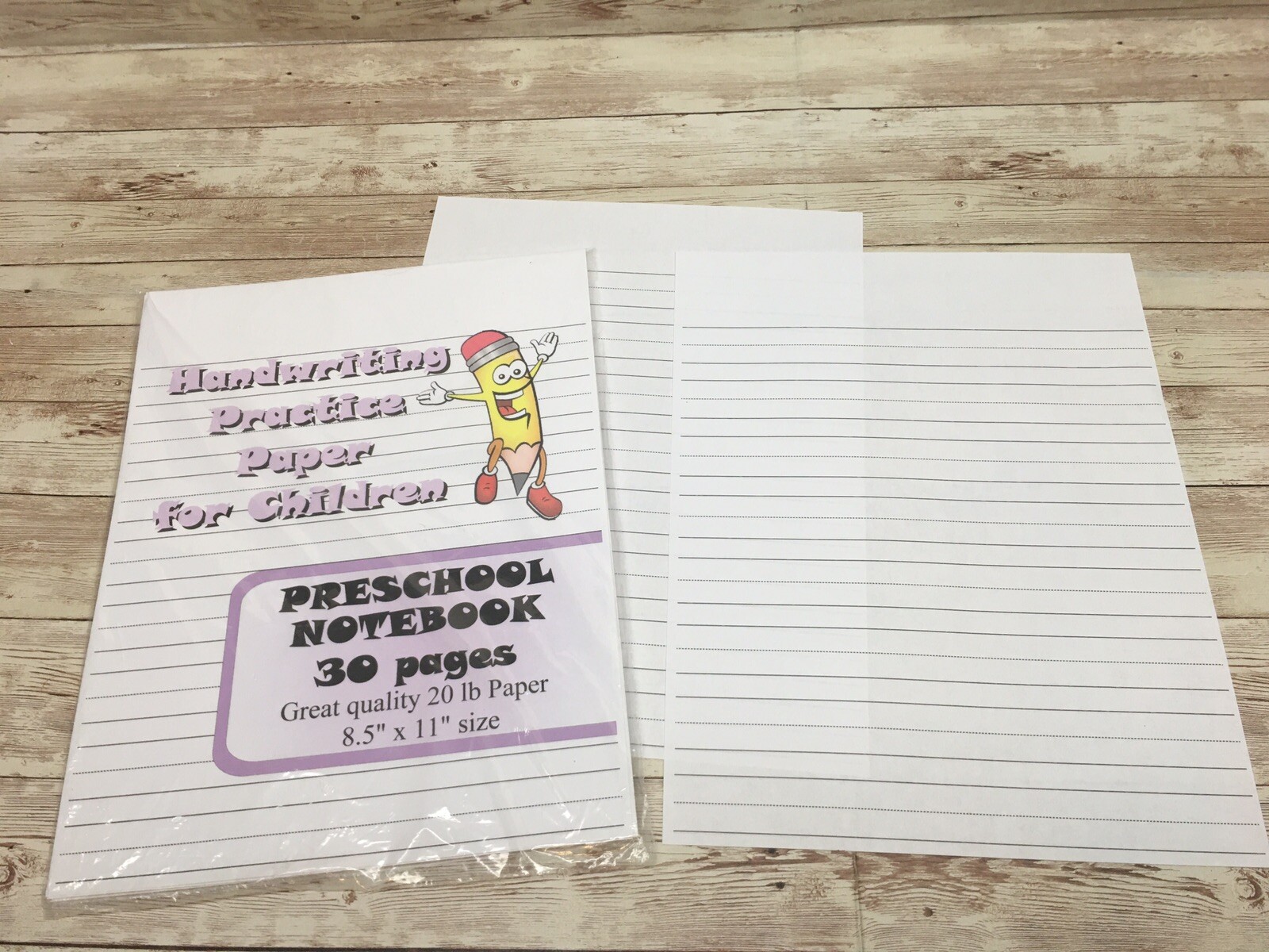 Preschool Notebook Page – Handwriting Practice Paper For Children – 30 Sheets