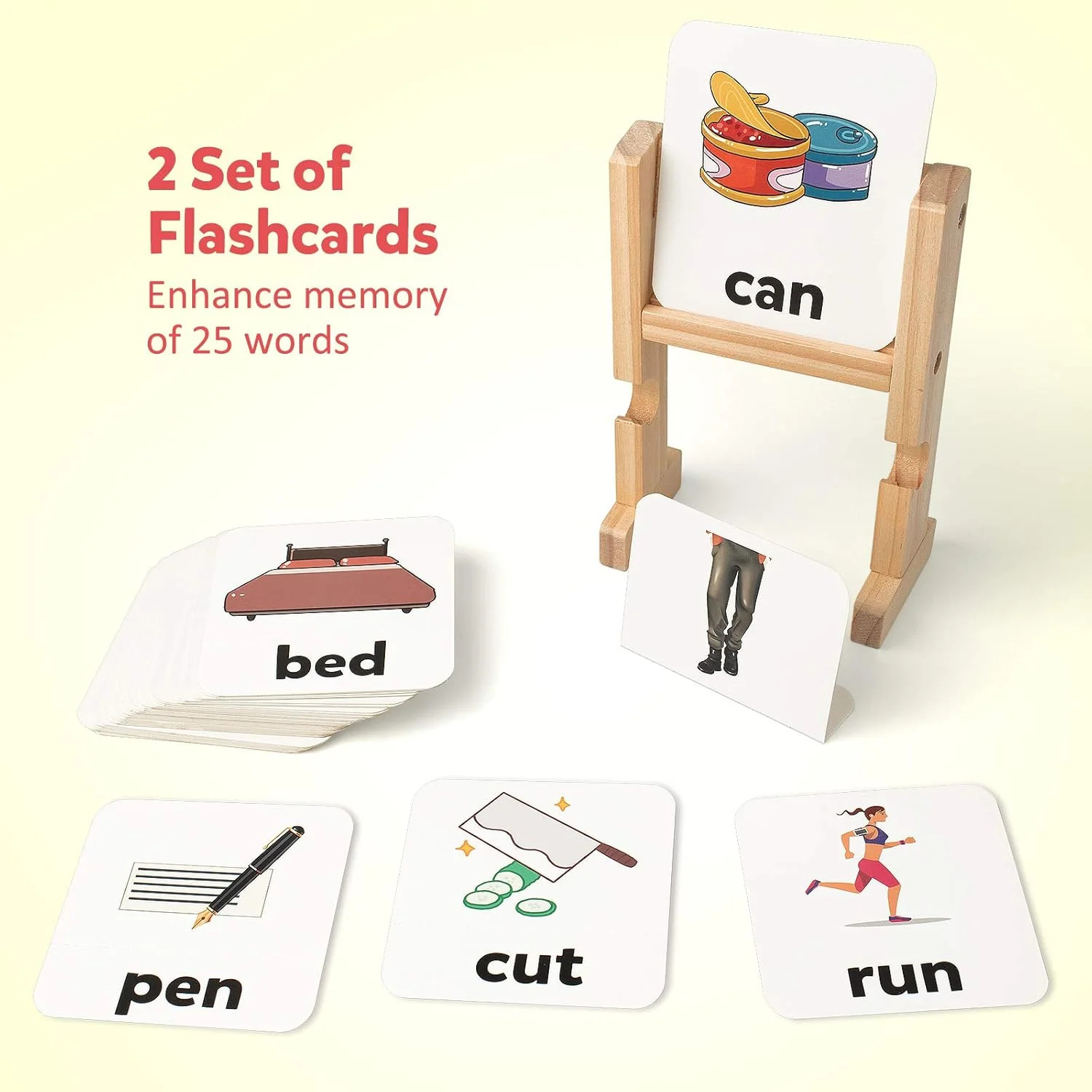 Coogam Wooden Reading Blocks Short Vowel Rods Spelling Games, Flash Cards Turnin