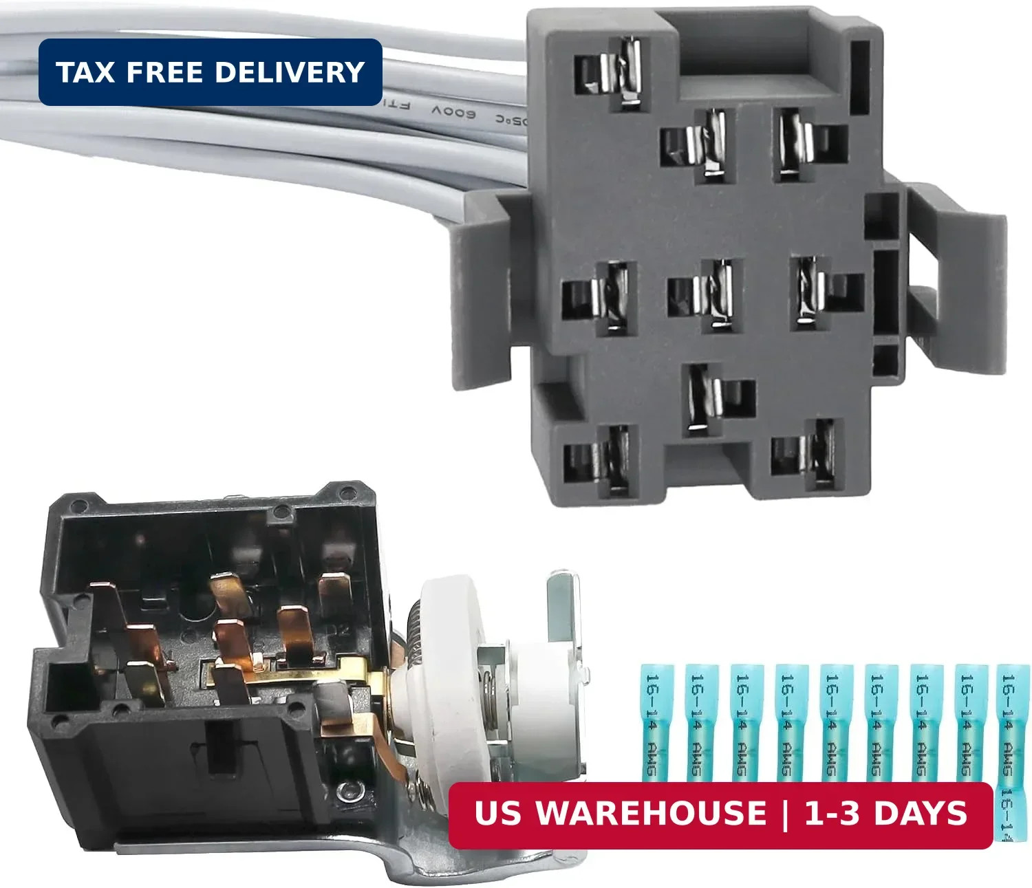 E7TZ-11654-A Headlight Switch 9 Terminal with Connector Wire Harness Compatible