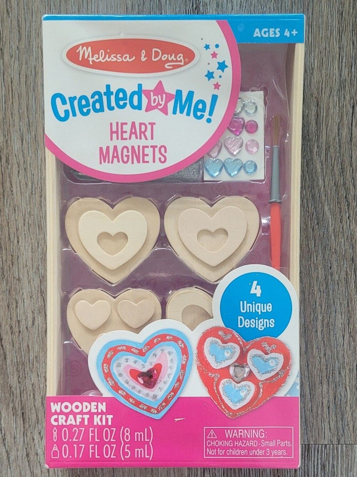 Melissa & Doug Created by Me! Heart Magnets Wooden Craft Kit, New