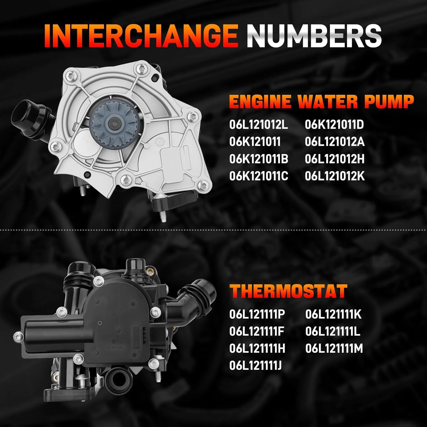 06L121111P Engine Water Pump Thermostat Assembly with Gaskets Compatible with VW