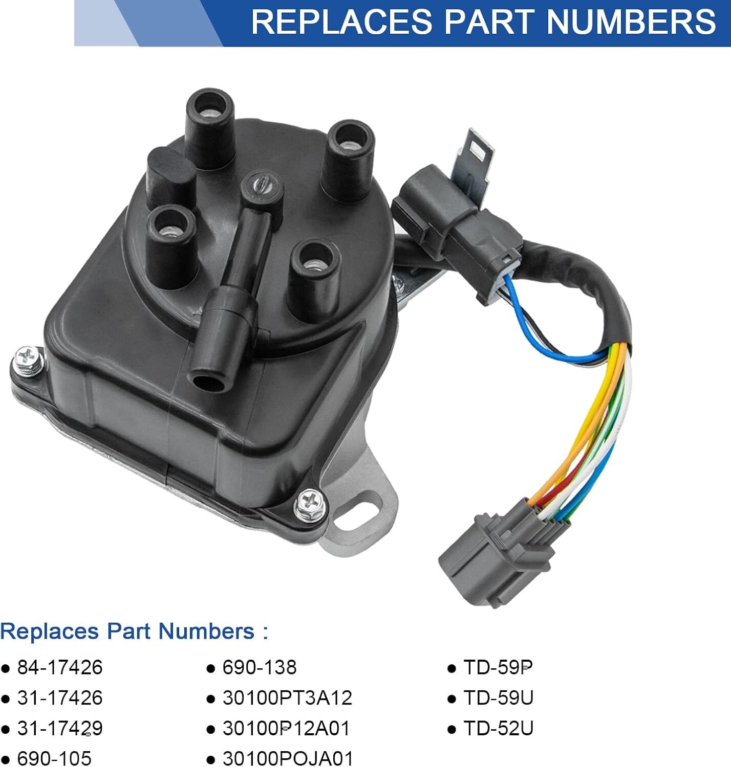 Ignition Distributor with Cap and Rotor Compatible with Honda Accord Prelude