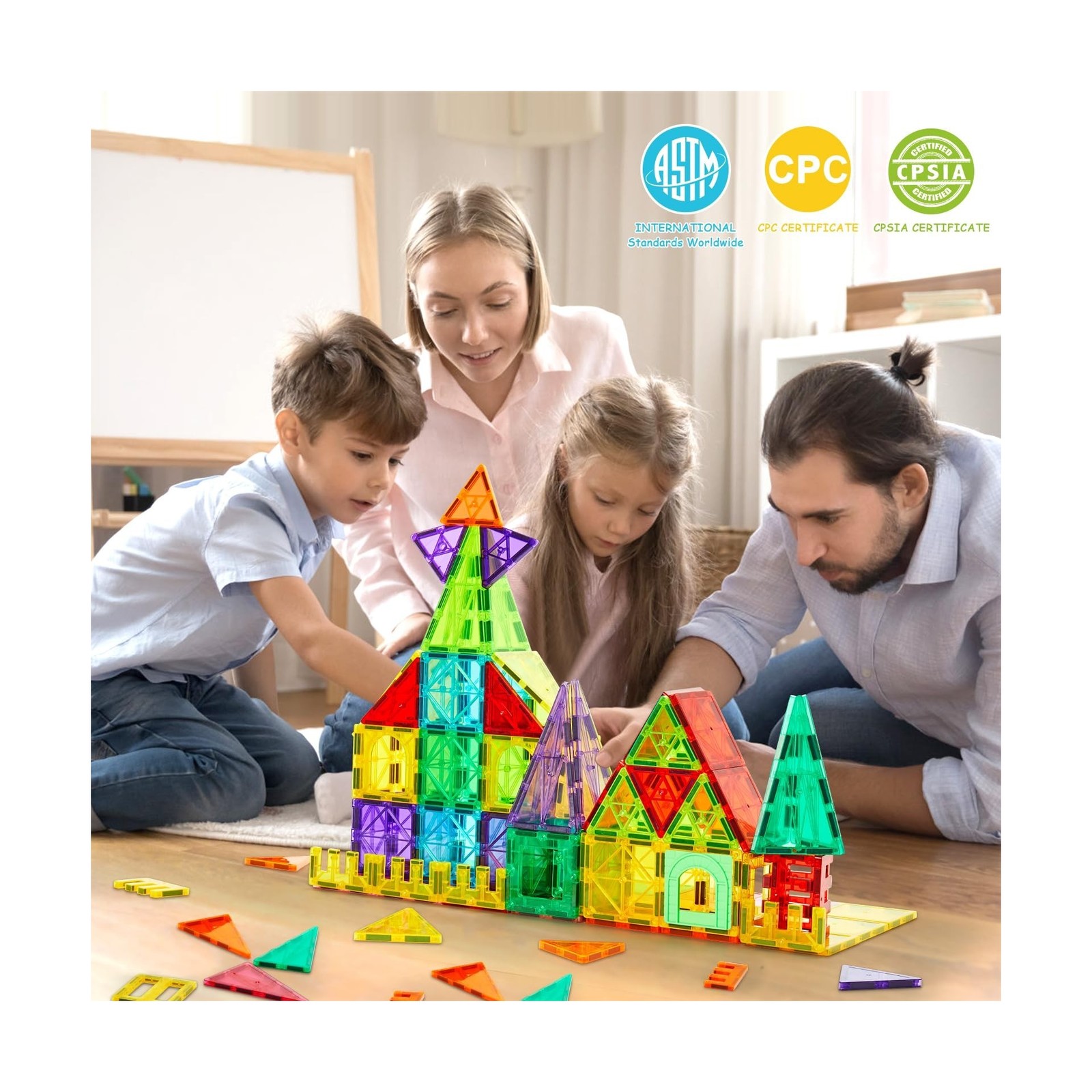 Dopyye 132 PCS Magnetic Tiles Building Blocks with 2 Cars, STEM… FAST USA SHIP