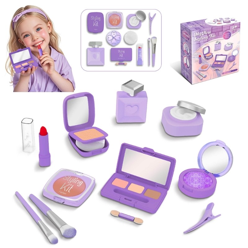 Children Pretend Play Styling Kits Makeup Cosmetic Set Toy For Creative Girl