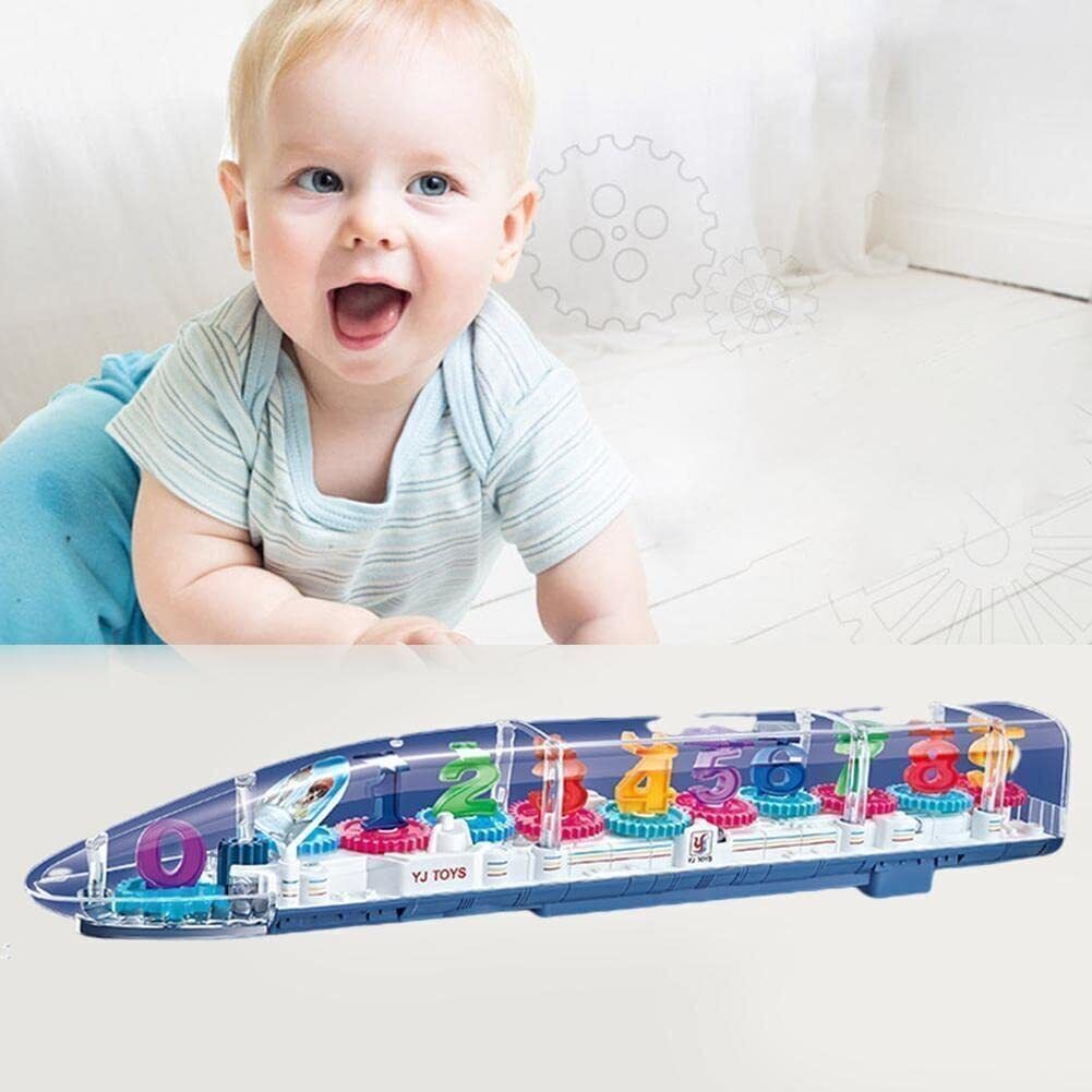 Transparent 3D Train 360 Degree Rotation Sound & Light Toy for 2-5 Years Kids