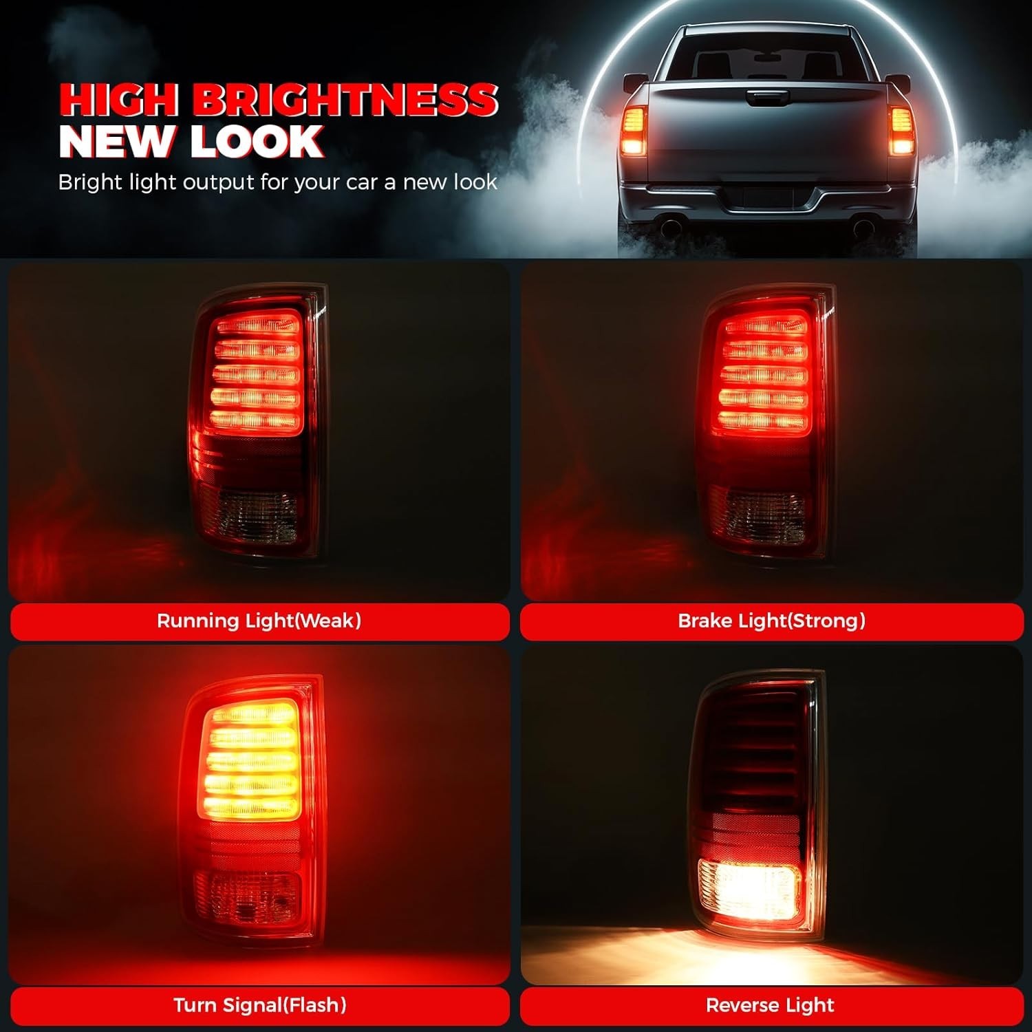 Ram LED Tail Light Assembly Compatible with 2013 2014 2015 2016 2017 2018 Dodg..