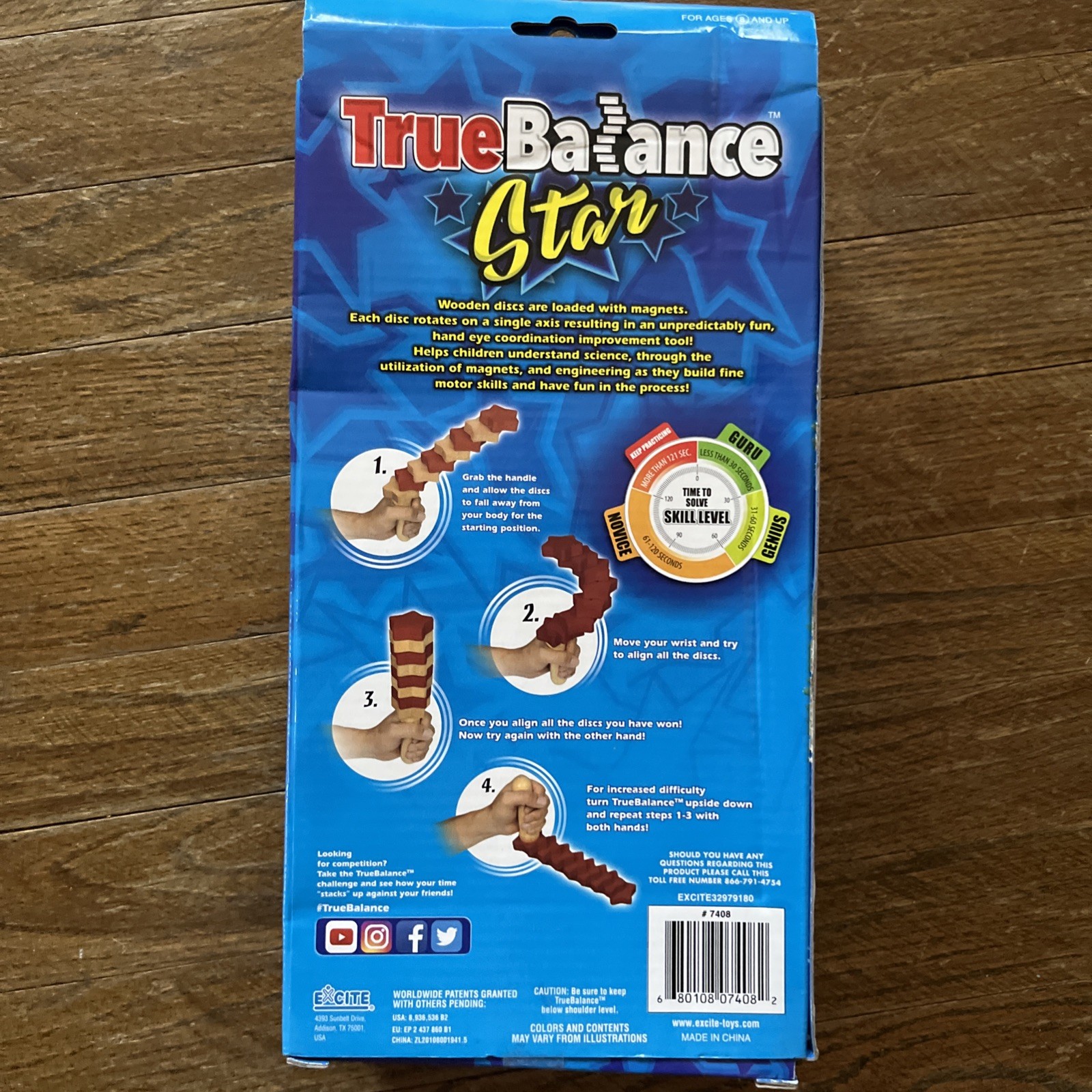 TRUE BALANCE STAR Handheld Wooden Coordination Toy STEM Motor Skills Fidget NEW