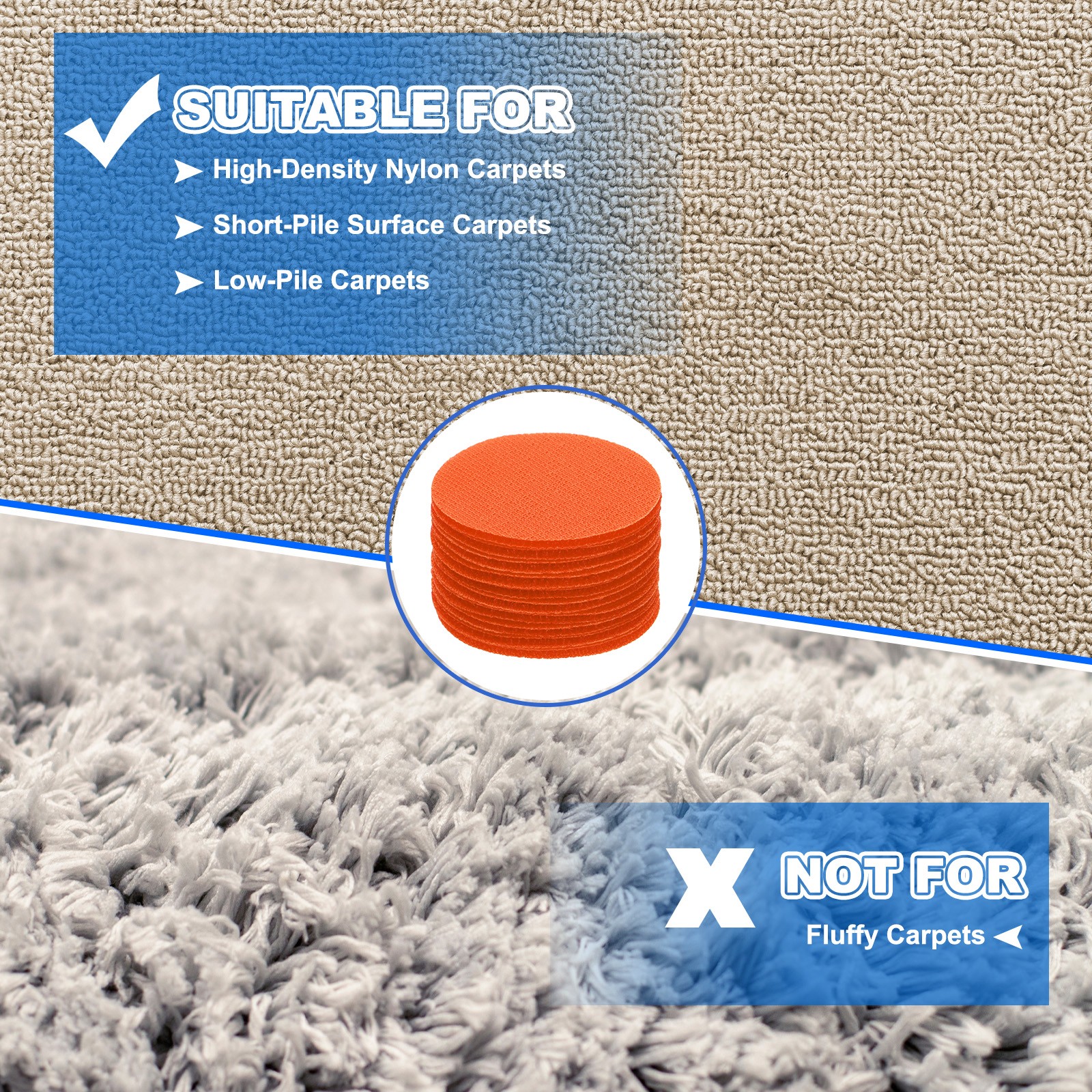 48pcs Carpet Marker Spots 2 Inch Round Floor Markers Non Slip Carpet Dots Orange