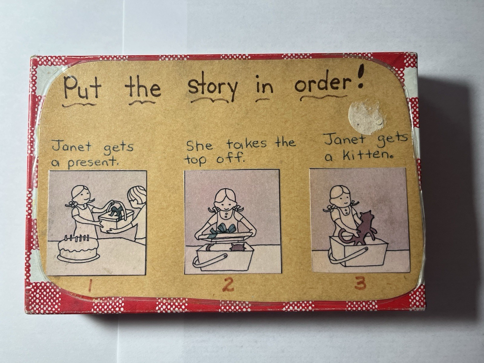 Hand crafted Vintage “Put The Story in Order” Game, With Set Of 24 Cards
