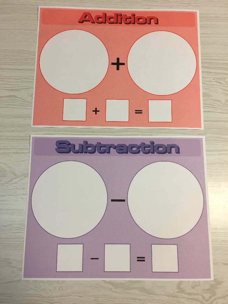 Set of 2 – Laminated Math Work Mats – Addition and Subtraction Dry Erase