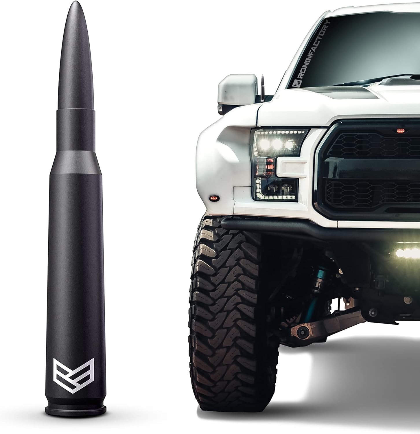 Ronin Factory 50 Cal Bullet Antenna – Ford F150 F250 F350 Super Duty Raptor (Bro