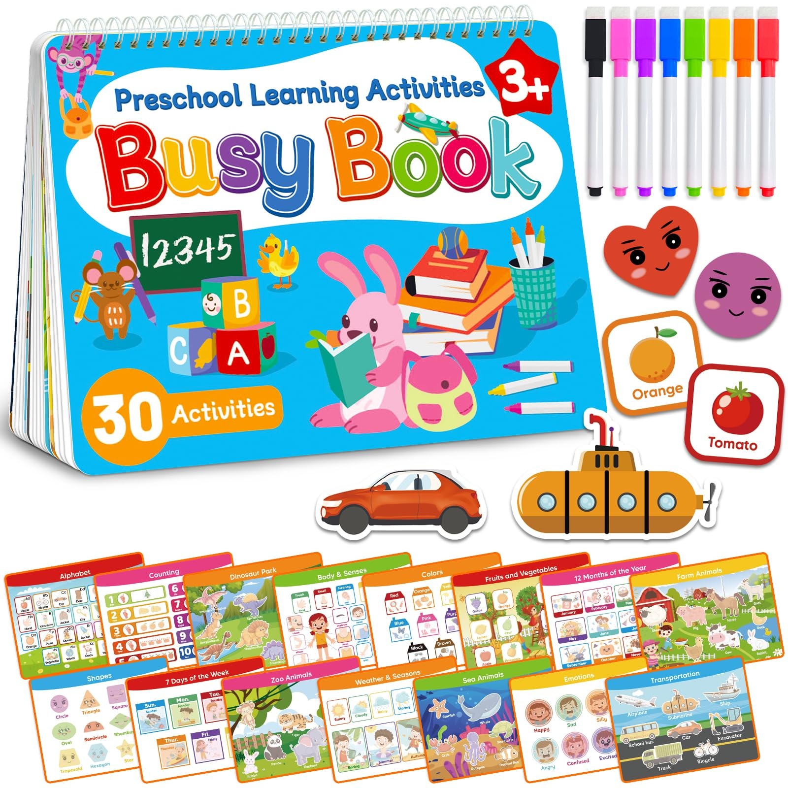 Busy Book for Toddlers – Preschool Learning Activities, Coloring Activity Boo…