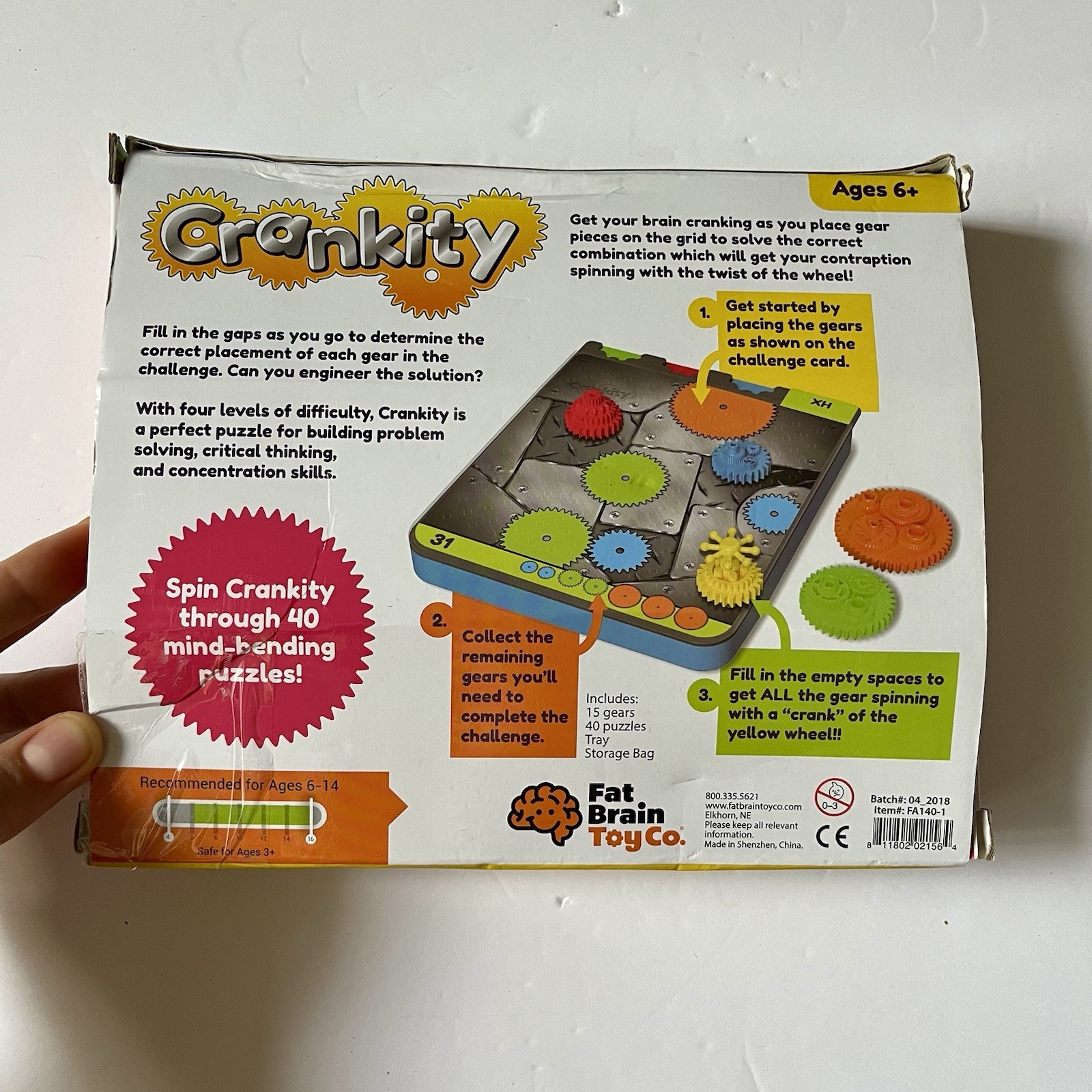 Fat Brain Toys Crankity Brain Teaser Gear Puzzle Sealed 40 Puzzles Challenges