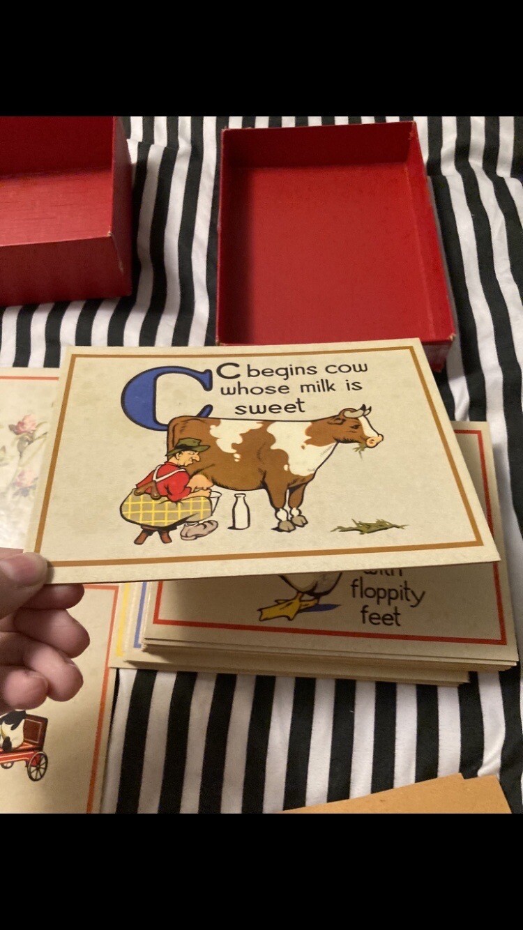 Cards Set Lot Alphabet Learning Vintage Cute Unique Rare Educational