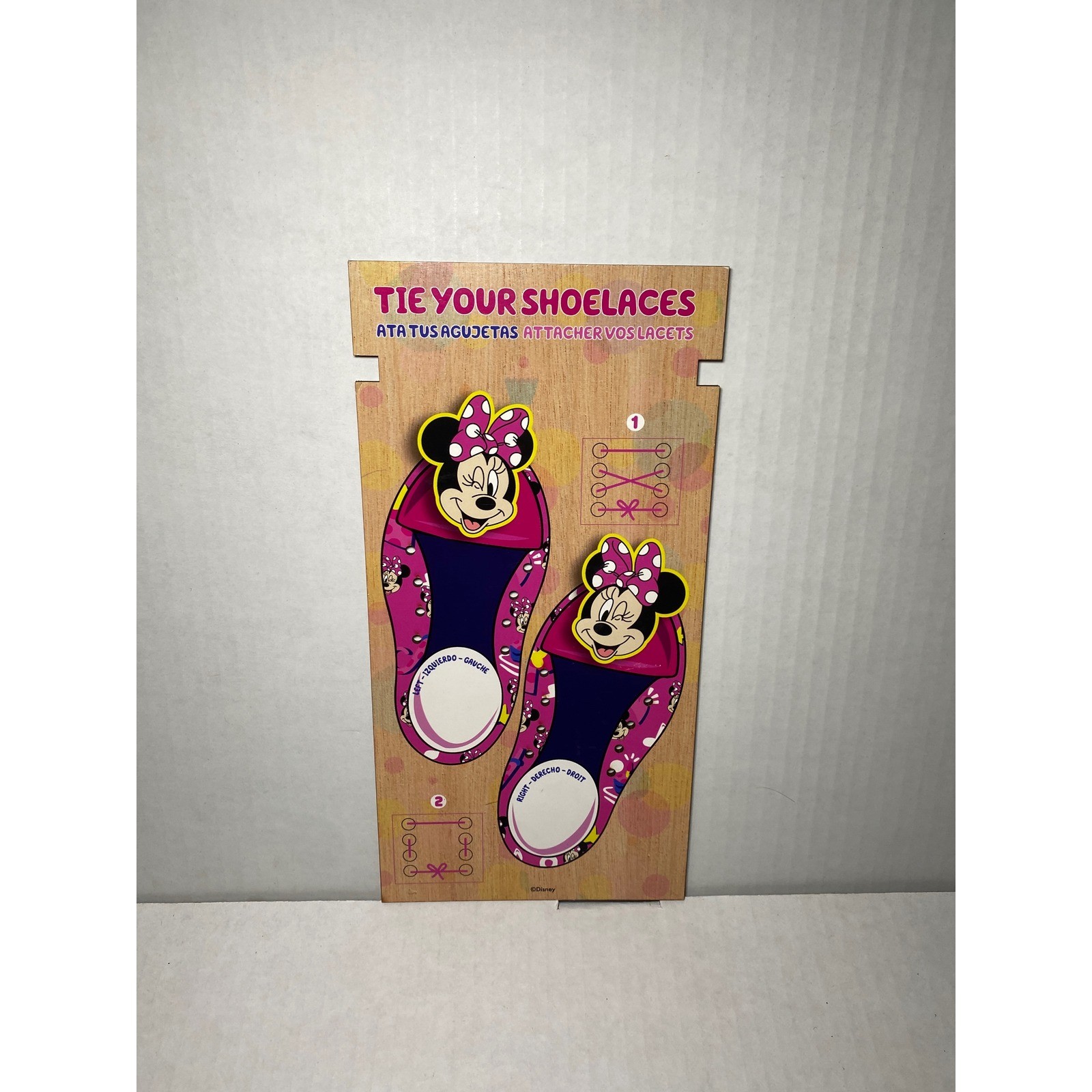 Disney Minnie Mouse Wooden Tie Your Shoelaces Practice Board Educational Toy