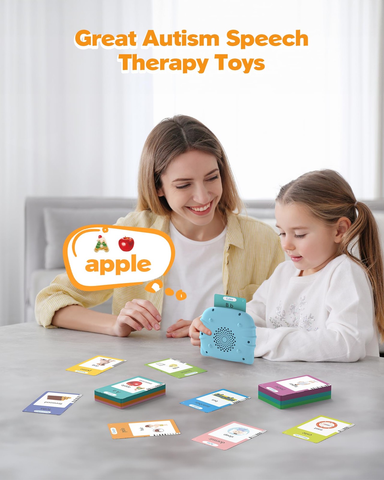 Bilingual Spanish-English Talking Flash Cards for Speech Therapy and Learning