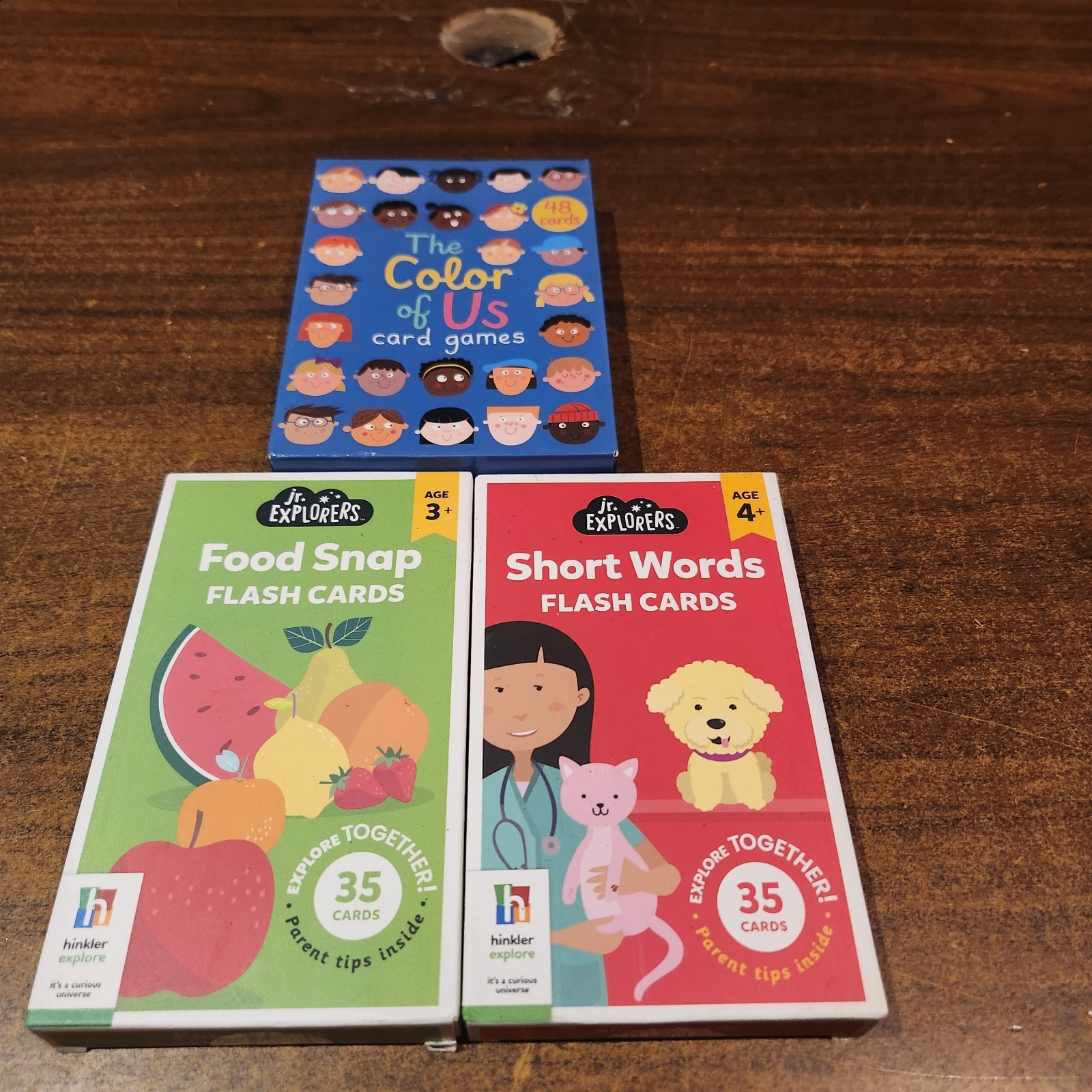 3-Hinkler jr. Explorers Flash Cards, Short Words, Food & Color of Us