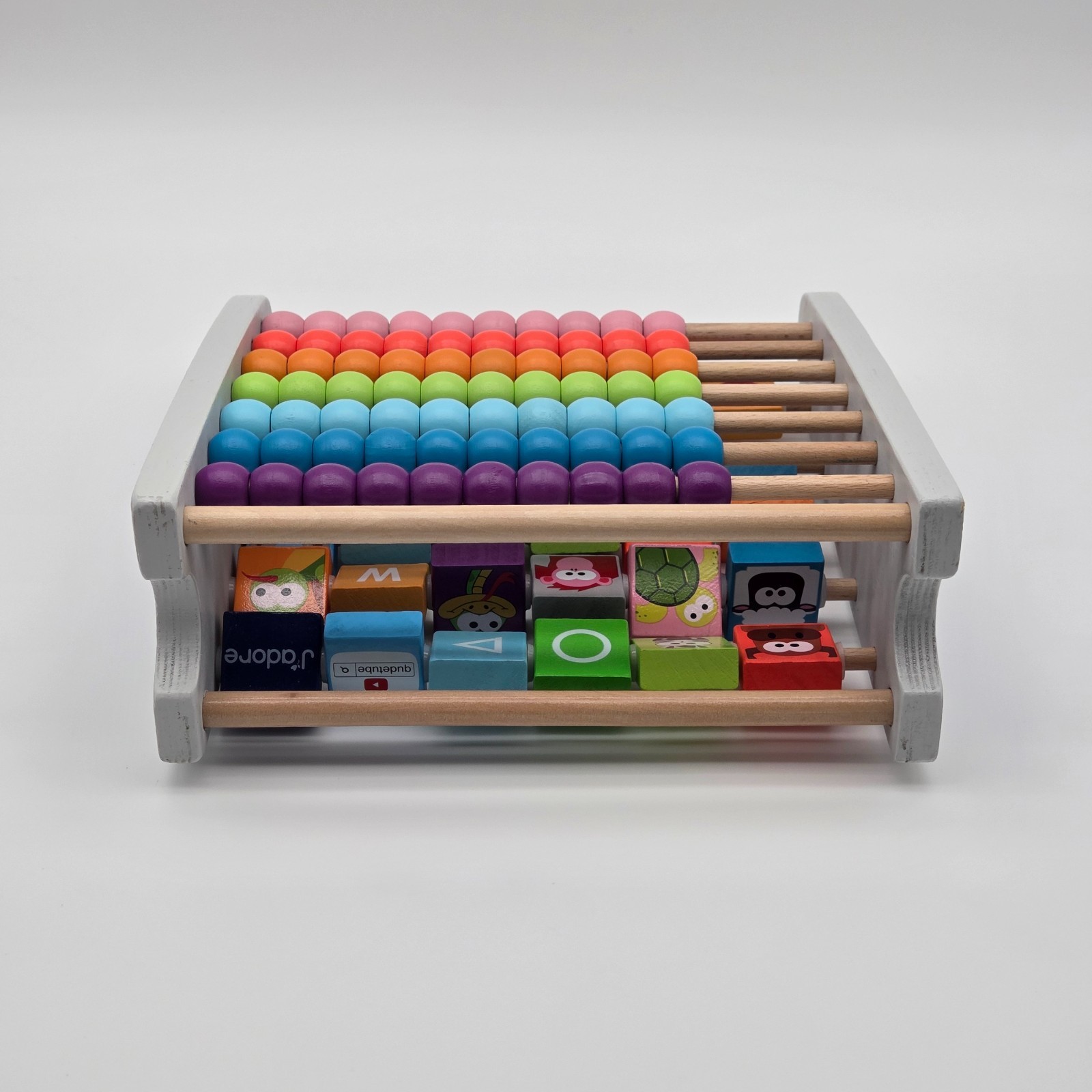 J’adore Double Sided Abacus-Letter and Animals, Multicolor