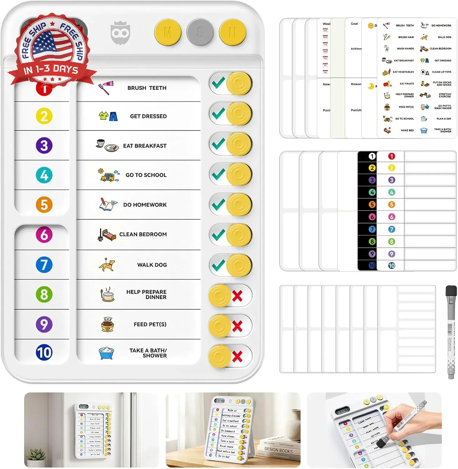 Chore Chart for Kids with Visual Timer, ADHD Tools Visual Schedule Planning Boar
