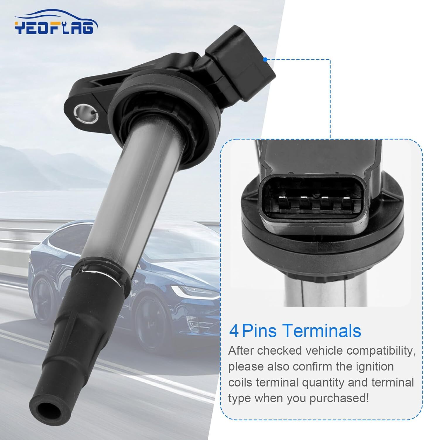 Set of 4, Ignition Coils Pack UF596 Compatible with Toyota Corolla Prius 1.8L