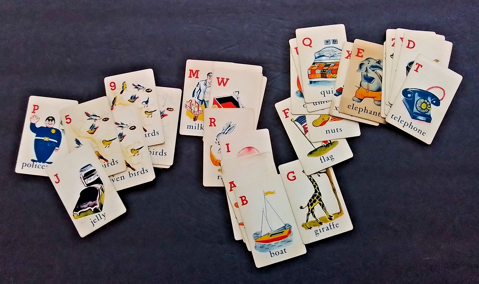 ABC CARD GAME 1944 COMPLETE WITH ALL CARDS AND BOX 36 DIFFERENT ED U CARDS INC.
