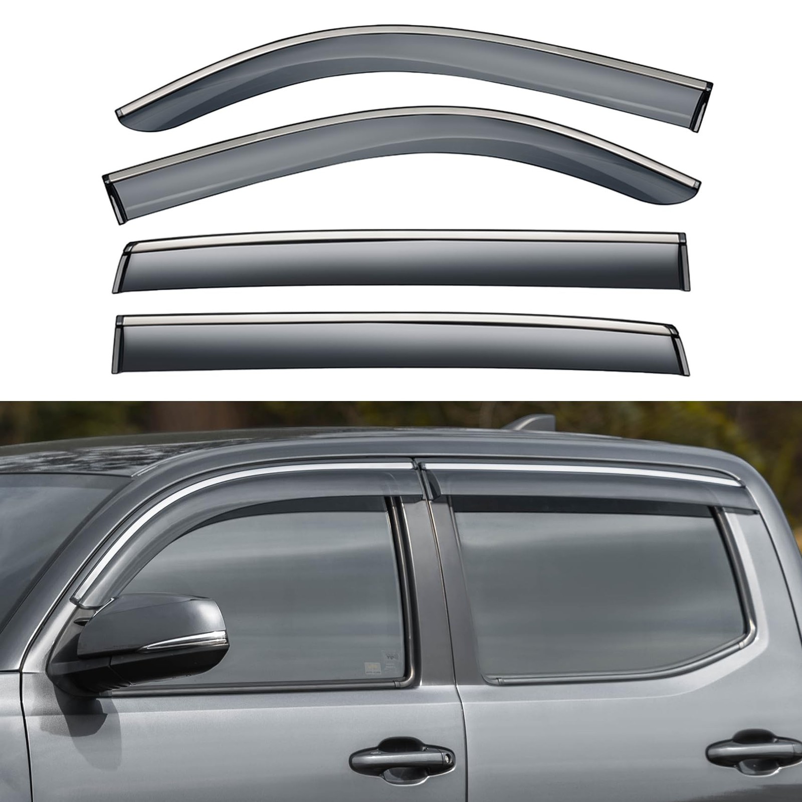 Window Visors Rain Guards Fit for Double Cab Tacoma 2016-2023,Tape-On Rain Gu…