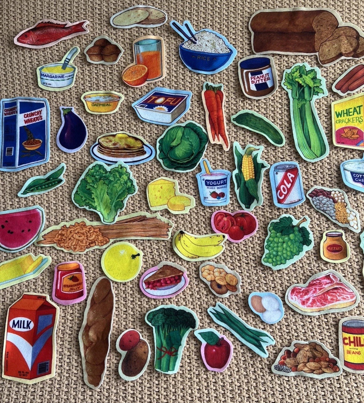 Educational Nutrition Food Flannel Felt Board Set Learning Time 50 Piece