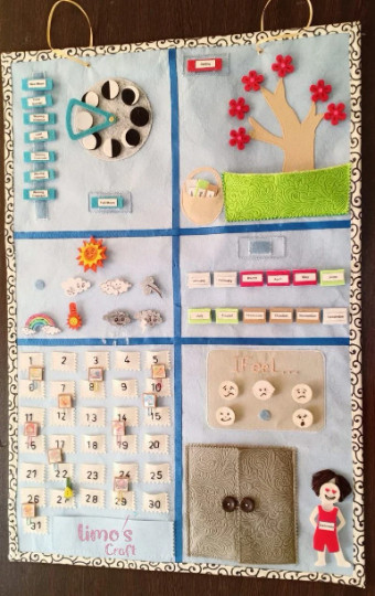 Montessori Felt Calendar, daily activity Board, kids Christmas gift , Homeschool