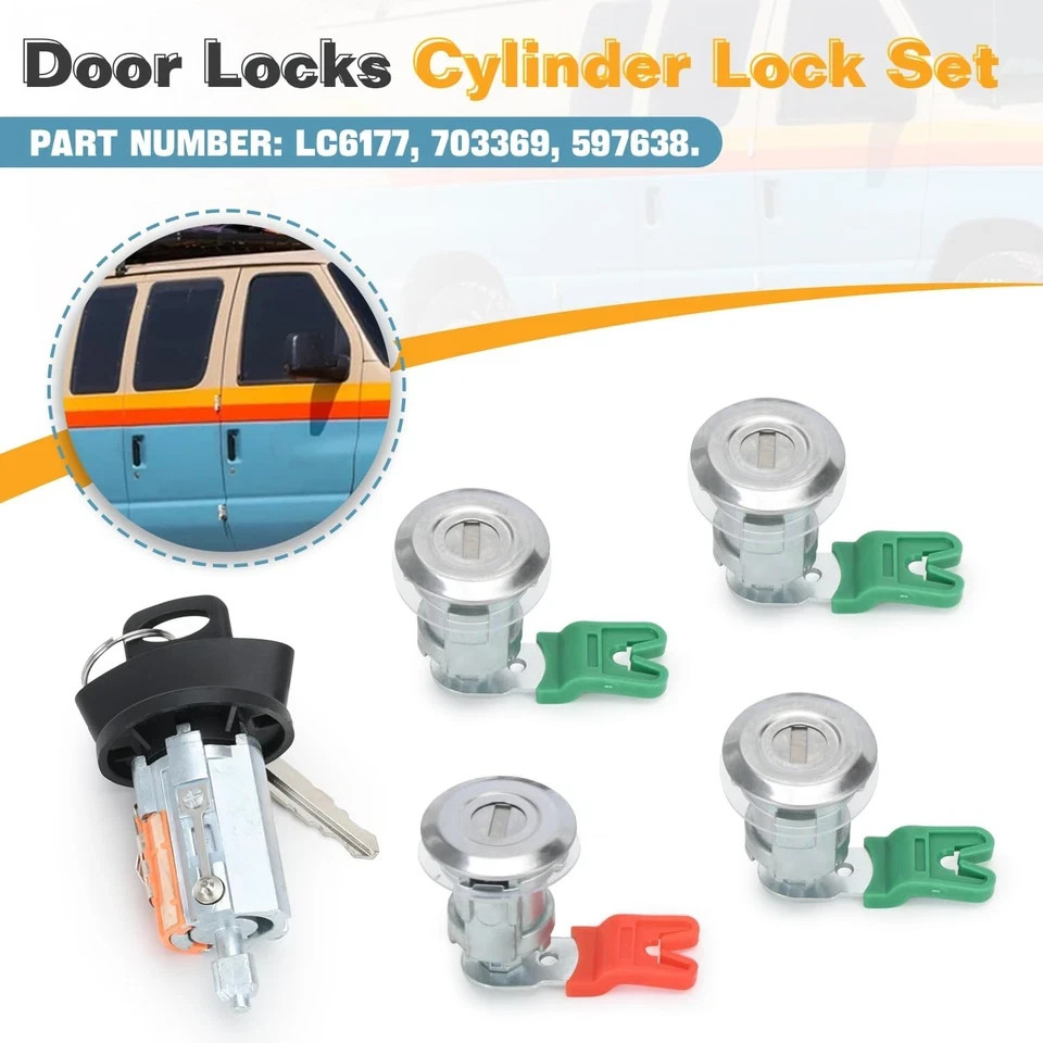 Ignition Switch Door Lock Cylinder Compatible with Keys Fit for Ford Black