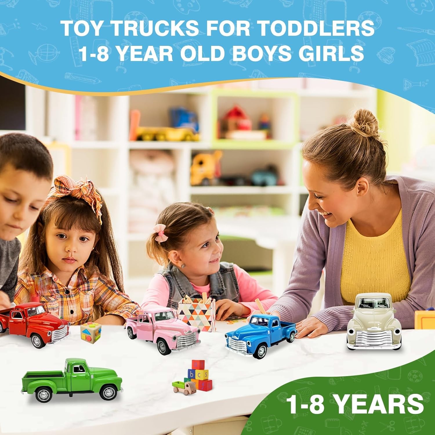Little Blue Truck Toy for Toddlers 2 3 4 5 6 7 8 Year Old Boys Girls,1:32 Alloy